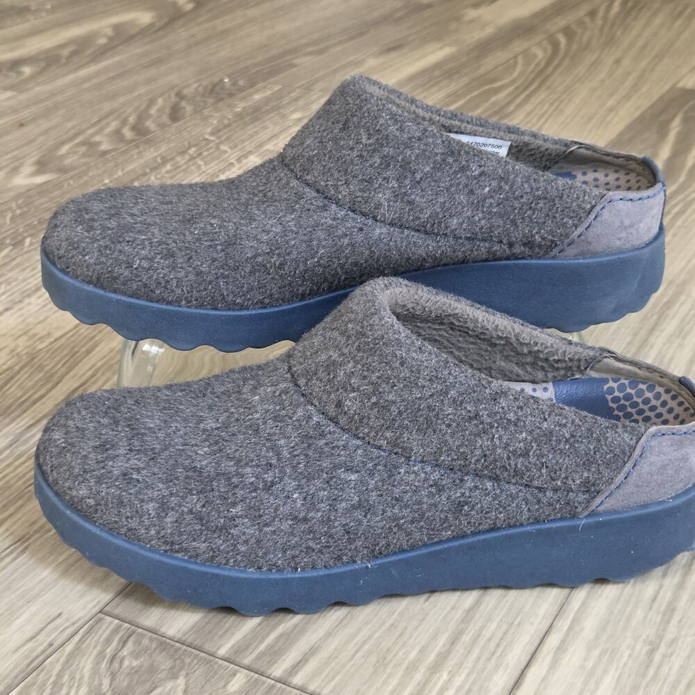 Dansko Lucie Slippers Womens 37 US 6.5 Casual Slip On Cozy Mule Clogs Gray Wool